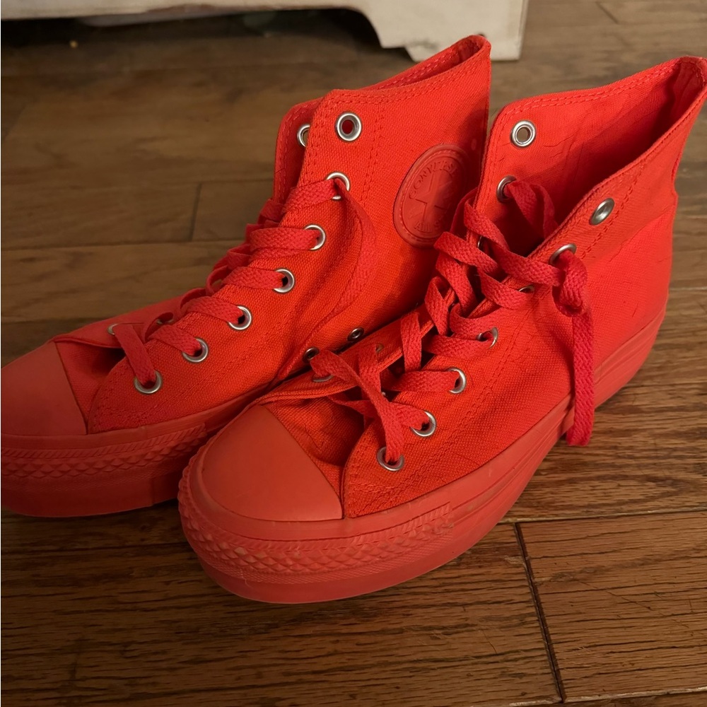 Neon Orange Platform Converse